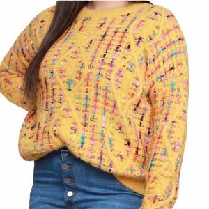 Curvy Collection Crochet Sweater Mustard Large